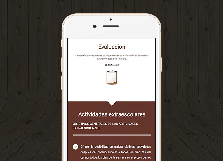 Diseño web iPhone colegio Flavio en Cantabria