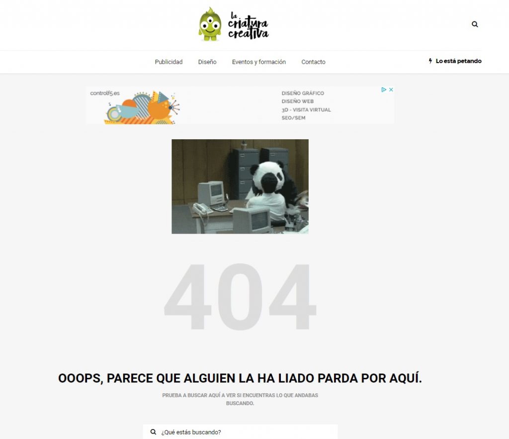 La criatura creativa página error 404